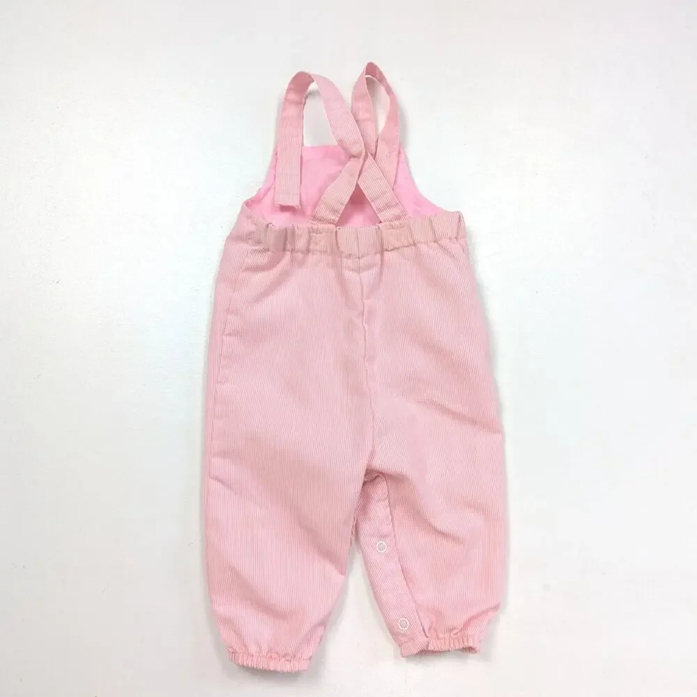 Vintage Healthtex Overalls Baby Girls Size 9m Pink Pin Stripe
